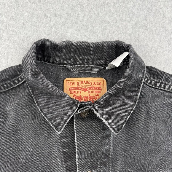 Vintage Levis Jacket Mens Large Black Faded Trucker Denim Type 3 Jean 70507 - Picture 3 of 16